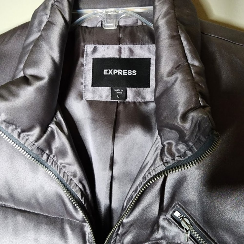 Express Puffed Silver-Grey Winter Jacket Size L W… - image 3
